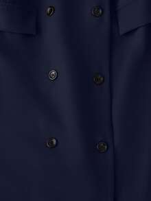 GlowEve Women's Elegant Notched Collar Double-Breasted Suit Dress, Suitable For Commuting In Summer And Autumn - Navy Blue - View 4