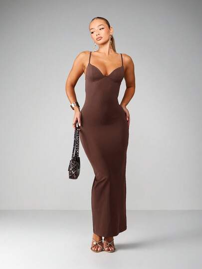 MISSGUIDED Sleeveless Bust Detail Long Maxi Dress Fitted Bodycon Evening Formal Special Occasion Party Column Silhouette Ankle Length Gown
