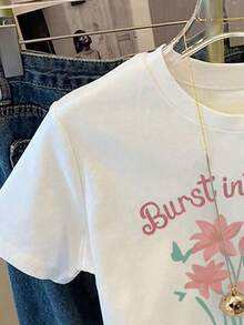 Resyla Áo thun nữ tay ngắn ôm sát in họa tiết màu trắng - trắng - Xem 3