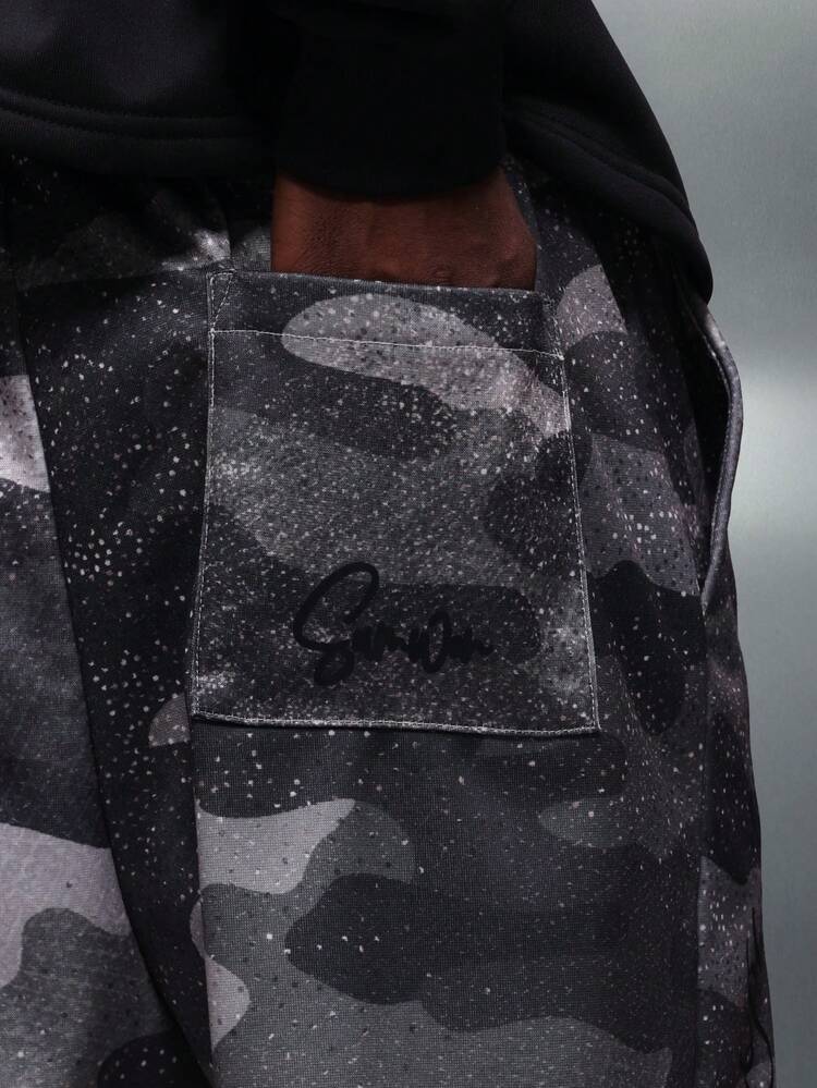 PLAYBOY X SUMWON Loose Fit Camouflage Galaxy Speckled Sweatpants With Drawstring Waist And Side Pockets For Casual Streetwear Winter Fashion
