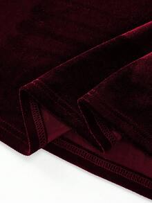 GlowEve CURVE Váy chữ A thời trang tối giản bằng da lộn cỡ lớn cho nữ kèm thắt lưng - Màu Đỏ Sâu - Xem 7