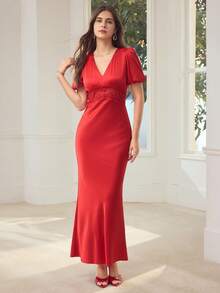MOTF PREMIUM ĐẦM DÀI REN VÁY CHO NỮ, THÂN THIỆN, MÙA THU/ĐÔNG - Đỏ - Xem 3
