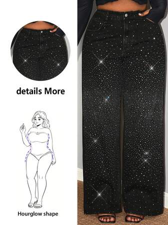 Hourglow Plus Size Glitter Denim Jeans