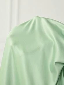 Tween Girls Elegant Satin Slip Dress With Waist Cinching Design, Luxurious Sexy High Slit, Light Green - Green - View 8