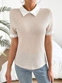 Chiquease 女士對比色翻領短袖t卹