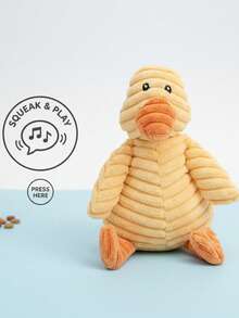 PETSIN Juguete de peluche de pato amarillo lindo con sonido BB y resistente para masticar, accesorios interactivos para mascotas - Multicolor - Ver 5