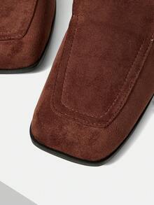 Mnmlis 女士休闲百搭通勤简约平底乐福鞋 - 咖啡棕 - 查看 11