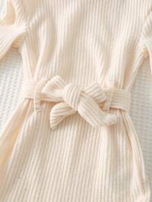 Cozy Pixies 4件套女婴针织柔软圆领长袖套头衫和高腰喇叭裤套装，加厚保暖内衬，适合冬季穿着 - 彩色 - 查看 5