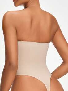 SHAPORA Body modelat fără bretele de culoare solidă pentru femei - Kaki - Vizualizare 3