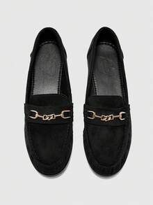 CUCCOO BIZCHIC Women's Metal Decor Fashionable Casual Everyday Slip-On Loafers For Christmas - Black - View 2