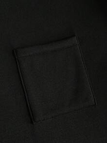 Manfinity Hypemode Men's Casual Loose Plaid Contrast Sleeve Drop Shoulder Drawstring Hoodie, Long Sleeve, Going Out,Graphic, Color Block, For Fall - Black - View 7