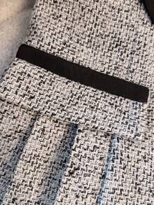 SHEIN Franclia 女士优雅荷叶边下摆褶饰迷你连衣裙，适合通勤 - 彩色 - 查看 4