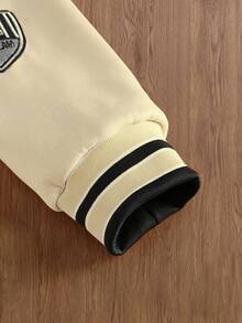 TOKVUE Giacca varsity senza cappuccio, vestibilità morbida, con grafica a lettere e blocchi di colore sulle spalle, per l'autunno, da uomo