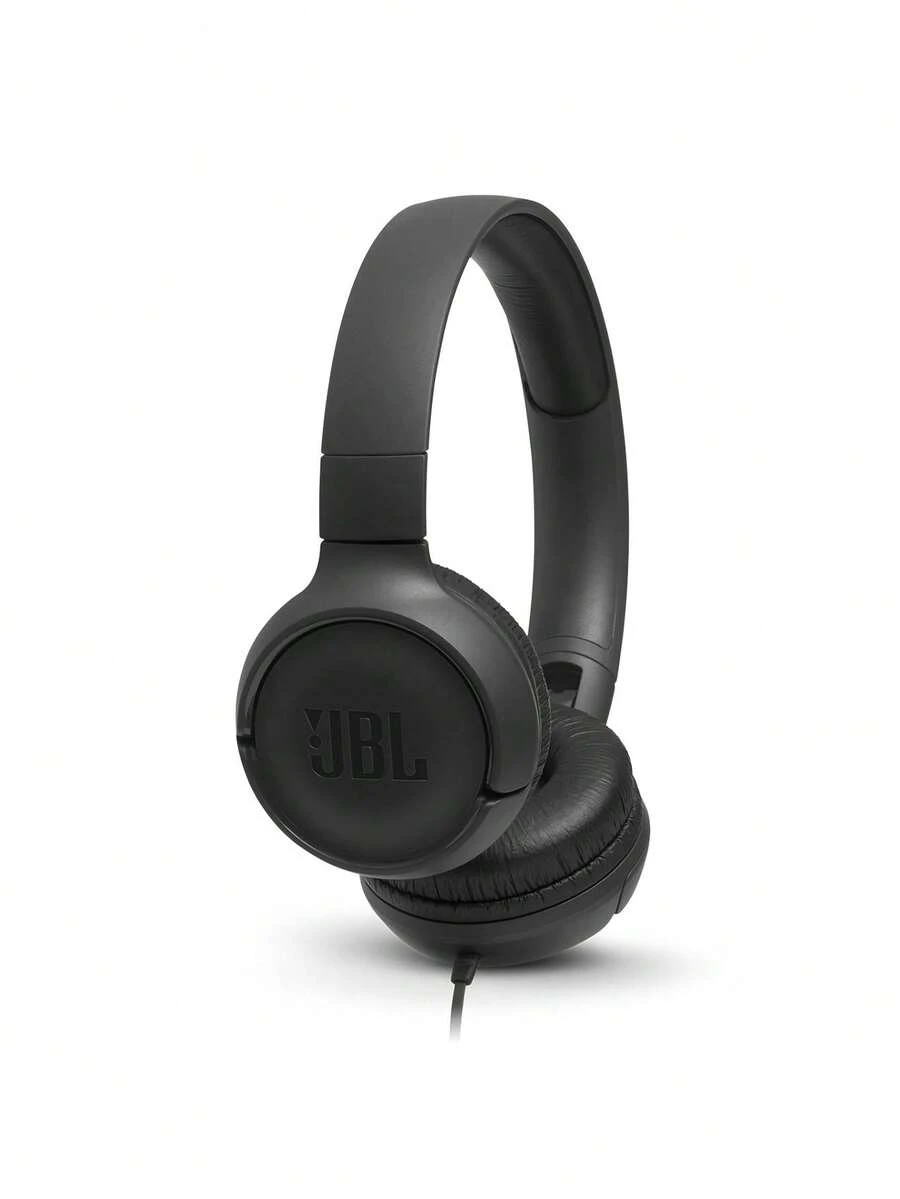 JBL Tune 500 Wired On-Ear Headphones, Pure Bass Sound, 1-Button Remote / Mic, Tangle-Free Flat Cable, Lightweight And Foldable Design, Ask Siri Or Google Now, Black - Black - View 1
