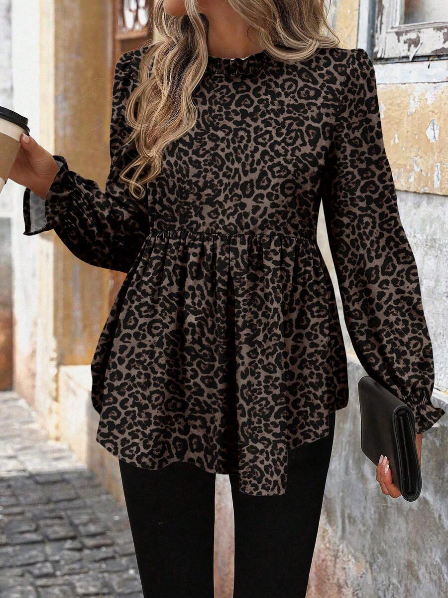 SHEIN LUNE Women's Casual Printed Basic Shirt, Autumn/Winter Spring,Casual - Multicolor - View 1