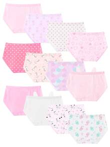Young Girls Panties-Underwear 7 Pack Random Mix Cute Cartoon Prints Elastic Waist Full Coverage All Season 2026 New Year Essential Versatile And Comfortable Warm And Cute Style