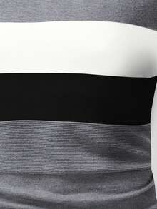 Calvornis Suéter casual y versátil de hombre con bloques de color y parches - Gris - Ver 3
