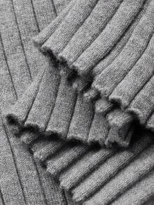 DAZY Women's V-Neck Bodycon Slouchy Elegant Sweater Dress - Grey - View 5