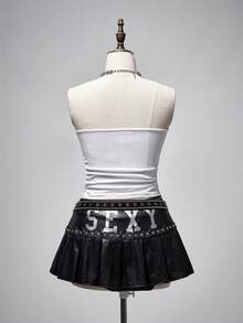 ROMWE Kawaii 可爱卡通日式水钻装饰紧身抹胸上衣 - 白色 - 查看 3