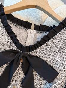 SHEIN Franclia 女士优雅荷叶边下摆褶饰迷你连衣裙，适合通勤 - 彩色 - 查看 3