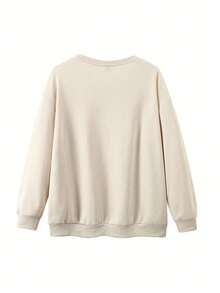 INAWLY Autumn Thanksgiving Thankful Embroidery Drop Shoulder Casual Sweatshirt, Thanksgiving Embroidery Sportwear, Thanksgiving Chenille Yarn Sportwear, Customized Christian Gift Autumn Sweatshirt, Fashionable Autumn Sweatshirt Gift - Apricot - View 2