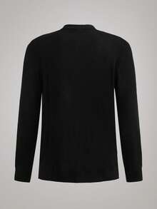 Officeau Pull fin tricoté pour hommes, col montant style minimaliste casual, tenue de bureau/décontractée, automne/hiver - Noir - Voir 2