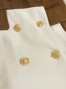 GlowEve 女式撞色翻领按扣口袋西装外套 - 彩色 - 查看 3