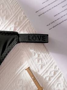 Yoga Women Sexy Fashionable Rhinestone Decor T-Back G-Strings, Rave - Black - View 6