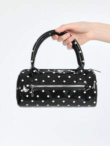 ROMWE Portable Polka-Dot Small Bag 2024 New High-Grade Contrast Color Cylinder Bag Spice Joker Fashion Commuter Handbag - Multicolor - View 3