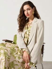 Cévolie 简约舒适百搭轻便休闲女式西装外套 - 杏色 - 查看 5