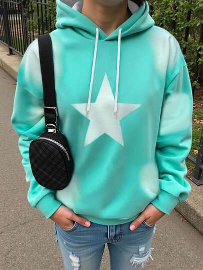 Rovax 女款/女孩韩版多巴胺色星星印花卫衣