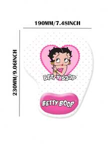 Betty Boop | ROMWE Polka Dot & Cartoon Pattern Anti-Slip, Water-Resistant, Thick Wrist Rest Mouse Pad - White - View 4