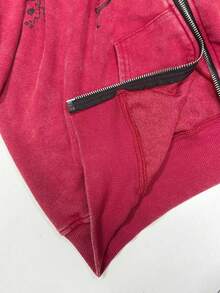 StreetHx Women's Y2K Style Gothic Retro Distressed Loose Sweatshirt Streetwear, Autumn/Winter - Burgundy - View 8