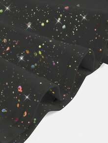 SHEIN 女孩运动服柔软弹力星形印花灰色半身裙，适合瑜伽、舞蹈、室内活动 - 深灰色 - 查看 3