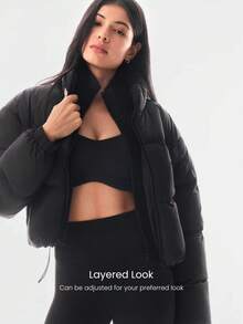 GLOWMODE Glacier Glow 柔软轻便保暖防寒防水可调节抽绳短款羽绒夹克秋冬户外日常休闲 - 黑色 - 查看 4