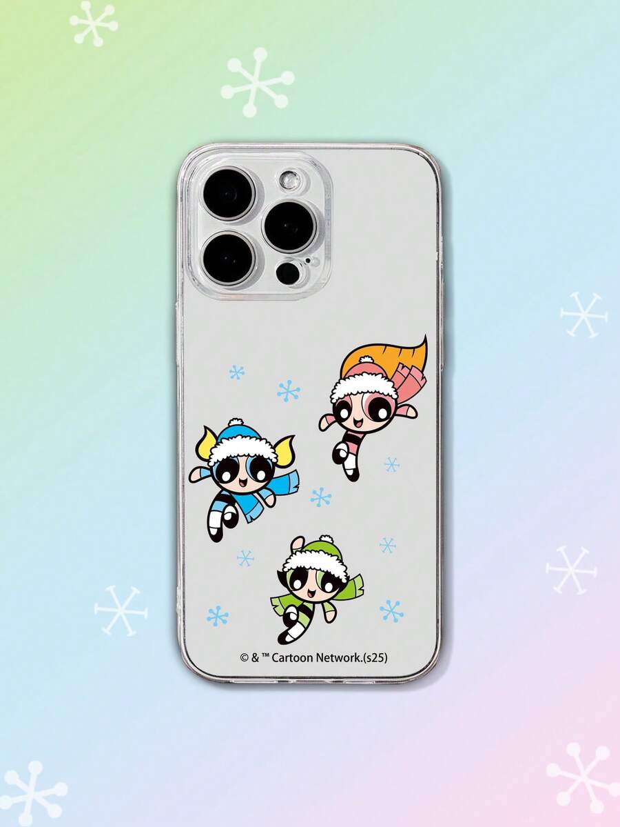THE POWERPUFF GIRLS X SHEIN 卡通魔法风格女款手机壳，带细孔镜头保护，兼容Pixel、Infinix和苹果手机。Redmi手机壳 - 彩色 - 查看 1