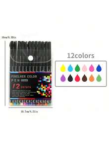 12/24/36/48pcs Colored Painting Set Include Outlining Pens, Marking Pens, Drawing Pens, Art Supplies, Fineliner Pens, Diary/Planner Pens, Fine Line Pens For Writing Notes, Calendar/Agenda Coloring, 0.4mm Felt Tip Fine Line Pens In Vibrant Colors, Ideal For Adult Coloring, Writing, Drawing, Teachers And Students, Christmas Gifts, Back To School - Multicolor - View 9
