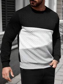 Manfinity CasualCool 男士撞色休闲长袖套头衫 - 彩色 - 查看 4