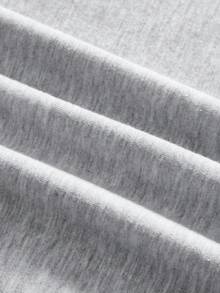 ROMWE Grunge Punk Áo thun cổ điển rộng rãi màu khối phong cách Punk Grunge tối màu, vai bất đối xứng, cỡ lớn, màu đen - Xám - Xem 4