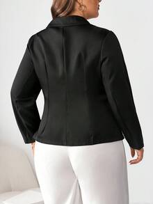 Enliva Ry2ky Plus Size Women's Fall Clothes Frenchy New Style Fashion Casual Commuting Elegant Workplace Work Back To School Clothes Teacher Clothes Business Professional Pride Outfits Black Top Business Casual Plus Overalls Going Out Tops Black Blazers, For Apple Rounded Body Shape - Black - View 2