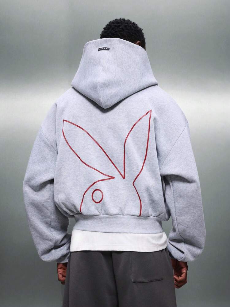 PLAYBOY X SUMWON Bluza z kapturem w kolorze szarym z kieszonką