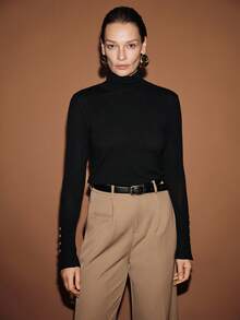 Lumivelle 百搭高领休闲百搭长袖针织打底衫