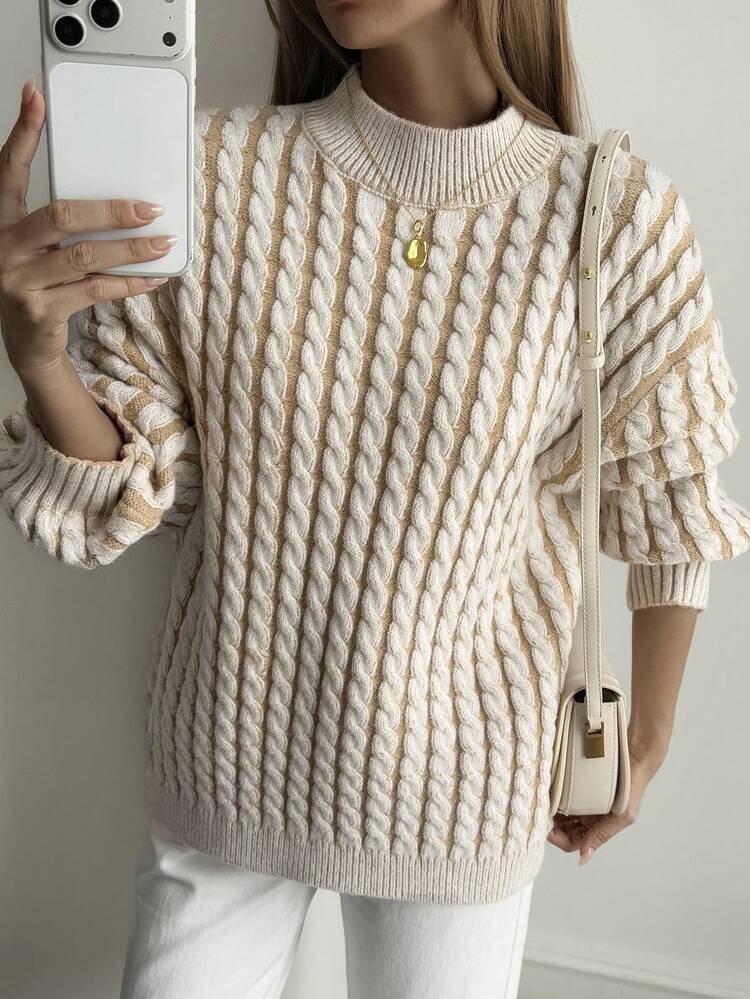 Women's Casual Colorblock Striped Sweater, Autumn/Winter