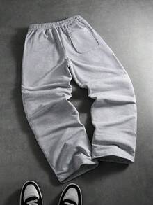 PAVTROS Men's Loose Drawstring Waist Sweatpants With Slant Pockets - Light Grey - View 2