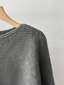 GlowEve 独特小众设计交叉灰色长袖针织毛衣女新款休闲宽松上衣搭配条纹阔腿裤女针织两件套