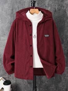 SHEIN Bolty Tween Boy Casual Comfortable Solid Color Long Sleeve Patch Shirt