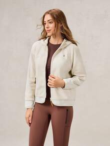 OutZeal 女士冬季保暖户外抓绒圣诞套装长袖露营徒步拉链外套带口袋 - 米色 - 查看 10