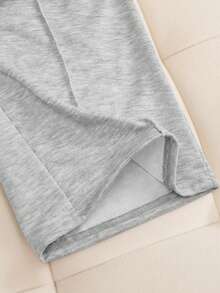 SHEIN Teen Girl Autumn/Winter Thermal Lined Casual Street Style Oversized Pouch Pocket Heart Print Pullover Sweatshirt Sweatshirt And Pleated Loose Printed Sweatpants Set, Back To School Outfit Essentials Hoodie Suitable For Everyday, School, Vacation, Party Occasions