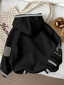 Attitoon Graphic Print Hooded Casual Retro Loose Versatile Letter Number 88 Leopard Star Racing Car Pattern Sweatshirt, Suitable For Autumn/Winter, Street Style, Airport Style, Chic, Y2K - Multicolor - View 2