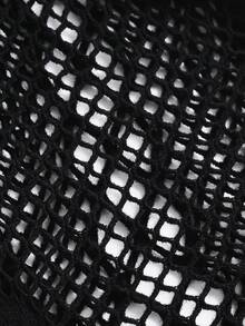 镂空交叉泰迪紧身衣内衣（无内衬） - 黑色 - 查看 8